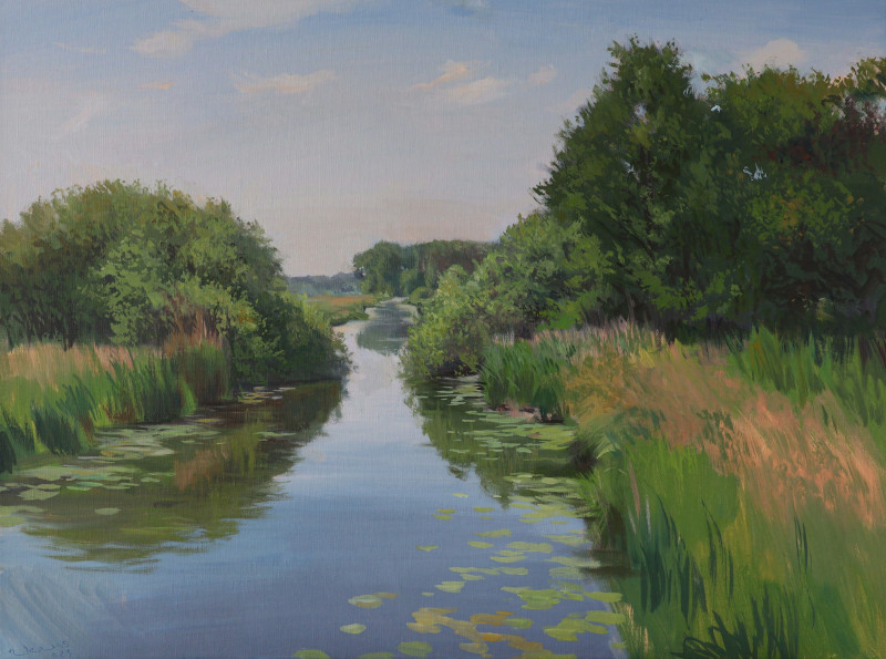 2023 Durchblick Kirchenfleet St. Juergen Oel auf Leinwand 60 x 60 cm