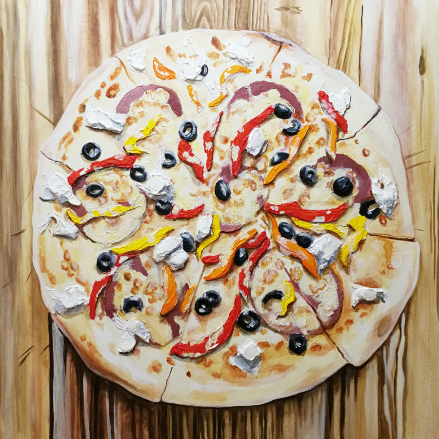 Pizza Acryl 100 x 100 cm 2018